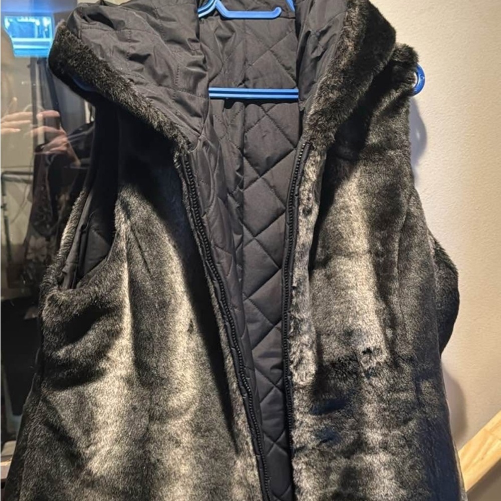 Kristen Blake Black Plush Faux Fur Vest